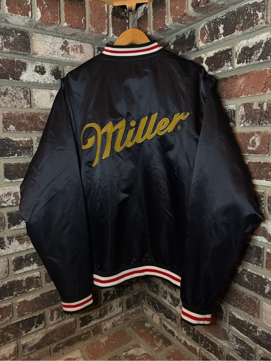 Miller Lite Other - Miller Lite Navy Blue Football Helmet Embroidered Quilted Varisty Bomber Jacket